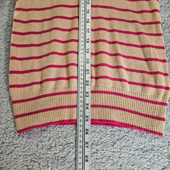 Gap Women's V-Neck Striped Beige & Pink Long Sleeve Sweater XS Soft and Comfy - Picture 8 of 16